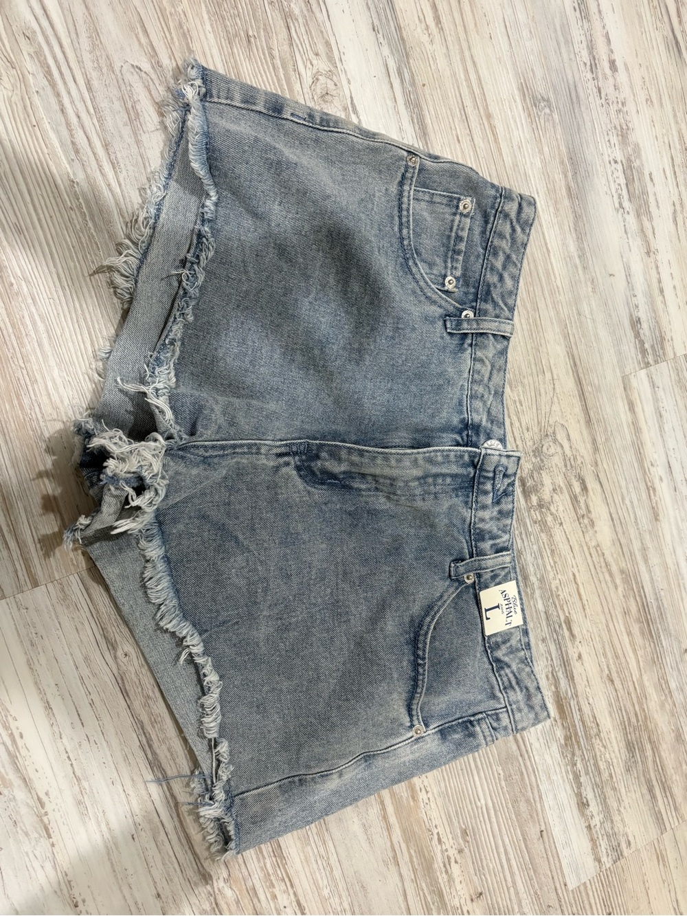 Blue Asphalt Light Blue Frayed Hem Denim Shorts